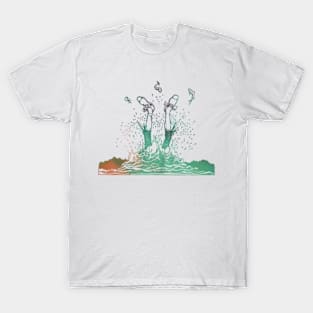 Head In Water In Northern Lights T-Shirt